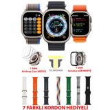 TECHNOMEN Akıllı Saat Y60 Ultra Plus 7 Kordon Kasa Koruma Kırılmaz Cam Hediyeli Smart Watch