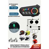 TECHNOMEN Motosiklet Kask Kulaklığı Bluetooth Intercom Seti RGB Sesli Asistan Destekli Uzun Şarj Su Geçirmez