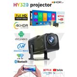 TECHNOMEN Taşınabilir Sinema Projektörü 1280 * 720P Bluetooth Android 11 Akıllı Siyah Projeksiyon Wifi