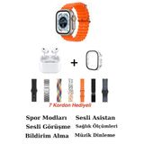 TECHNOMEN Watch 9 45MM 7 Kordonlu Akıllı Saat Watch 9 Akıllı Saat Şeffaf Kılık Ve Kulaklık Hediyeli