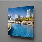 Technopa Akarsu Manzaralı Şehir 130x130 cm Kanvas Tablo