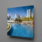 Technopa Akarsu Manzaralı Şehir 60x60 cm Kanvas Tablo