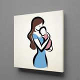 Technopa Bebeğini Kucağına Alan Anne 70x70 cm Kanvas Tablo