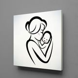 Technopa Bebeğini Öpen Anne 80x80 cm Kanvas Tablo