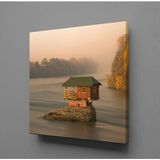 Technopa Denizin Ortasında Ev 70x70 cm Kanvas Tablo