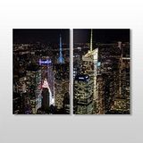 Technopa Gece Şehir Manzarası 90x80 cm Kanvas Tablo
