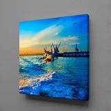 Technopa Gün Batımında Tekne Gezisi 70x70 cm Kanvas Tablo