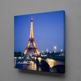 Technopa Işıklı Eyfel Kulesi 30x30 cm Kare Kanvas Tablo