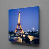 Technopa Işıklı Eyfel Kulesi 70x70 cm Kare Kanvas Tablo