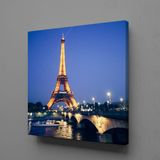 Technopa Işıklı Eyfel Kulesi 80x80cm Kare Kanvas Tablo