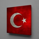 Technopa Kırmızı Beyaz Bayrak 40x40 cm Kare Kanvas Tablo