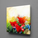 Technopa Kırmızı Çiçekler 70x70 cm Kanvas Tablo