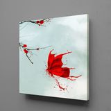 Technopa Kırmızıya Boyanmış Kelebek 120x120 cm Kanvas Tablo