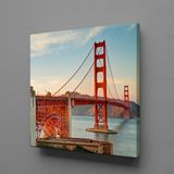 Technopa Köprü Kırmızı 100x100 cm Kanvas Tablo