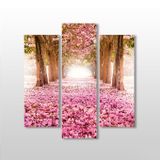 Technopa Pembe Çiçekli Yol 102x110 cm Kanvas Tablo