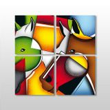 Technopa Renkli Atlar 70x70 cm Kanvas Tablo