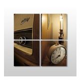 Technopa Saat ve Mum 140x140 cm Kanvas Tablo