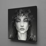Technopa Siyah Beyaz Kadın 60x60 cm Kanvas Tablo