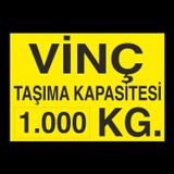 Technopa Vinç Kapasite 1 Ton Uyarı Levhası