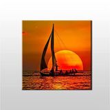 Technopa Yelkenli Tekne Kızıl 110x110 cm Kanvas Tablo