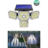 Technosmart 180LEDLI Solar 4 Başlıklı Bahçe Aydınlatma Duvar Lambası Güneş Enerjili Hareket Sensörlü - Beyaz