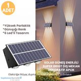 Technosmart 1adet Güneş Enerjili Çift Taraflı 6 Ledli Aplik Sarı Işık Duvar Lambası Bahçe Aydınlatma