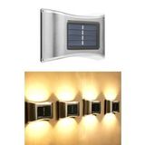 TechnoSmart 2Adet 6Ledli Modern Solar Duvar Lamba Dekorasyon Aydınlatma Metal Aplik Güneş Enerji