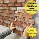 Technosmart 30 x 30 cm 6ADET 3D Kendinden Yapışkanlı Duvar Kağıdı Kaplama Mutfak Banyo 1paket 0,54 M2 - Taş