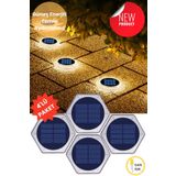 TechnoSmart 4Adet Solar Premium Kalite 20Ledli Dekoratif Zemin Bahçe Aydınlatma Güneş Enerjili