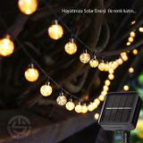 TechnoSmart 50 Ledli 8 Modlu Solar Kristal Top Bahçe Aydınlatma Dekorasyon Güneş Enerji Sarı ışık