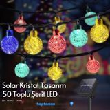 Technosmart 50 Ledli Rgb Işık 8 Modlu Solar Kristal Top Bahçe Aydınlatma Dekorasyon Güneş Enerjili - 750 cm - Renkli