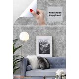 Technosmart 60 x 300 cm Gri Desenli Kendinden Yapışkanlı Duvar Kağıdı Mutfak Dolap Kaplama Dekorasyon - Gri - Beyaz