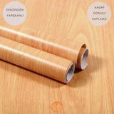 TechnoSmart 60cm×100cm Kendinden Yapışkanlı Ahşap Görünümlü Kaplama Kağıdı Mutfak Dolap Masa Duvar Bej