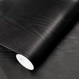TechnoSmart 60cm×100cm Kendinden Yapışkanlı Ahşap Görünümlü Kaplama Kağıdı Mutfak Dolap Masa Duvar Siyah