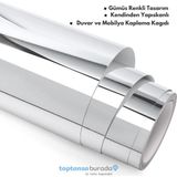 Technosmart 60CM×100CM Kendinden Yapışkanlı Folyo Mutfak Dolap Masa Beyaz Eşya Kaplama Duvar Kağıdı - Gümüş - 60 x 100 cm