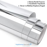 TechnoSmart 60cm×100cm Kendinden Yapışkanlı Folyo Mutfak Dolap Masa Beyaz Eşya Kaplama Duvar Kağıdı Silver