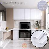 TechnoSmart 60cm×100cm Kendinden Yapışkanlı Simli Görünümlü Duvar Kağıdı Mutfak Dolap Masa Kaplama Beyaz