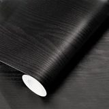 TechnoSmart 60cm×300cm Kendinden Yapışkanlı Ahşap Görünümlü Kaplama Kağıdı Mutfak Dolap Masa Duvar Siyah