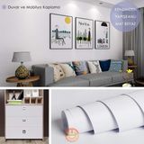 TechnoSmart 60cm×300cm Kendinden Yapışkanlı Mat Görünümlü Duvar Kağıdı Mutfak Dolap Masa Kaplama Beyaz
