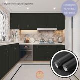 TechnoSmart 60cm×300cm Kendinden Yapışkanlı Mat Görünümlü Duvar Kağıdı Mutfak Dolap Masa Kaplama Siyah