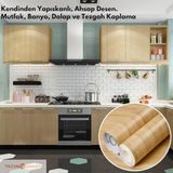 TechnoSmart 60cm×500cm Kendinden Yapışkanlı Ahşap Görünümlü Kaplama Kağıdı Mutfak Dolap Masa Duvar Bej2