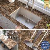 Technosmart 60x300cm Mermer Desen Kendinden Yapışkanlı Duvar Kağıdı Kaplama Mutfak Tezgeh Masa Folyo Kahverengi