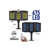 TechnoSmart 675ledli Solar Bahçe Aydınlatması Projektör Sokak Lambası Hareket Sensörlü Güneş Enerji