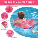 Technosmart Çocuklar Için Yüzme Simidi Bebekler Için Uygun Bel Omuz Korumalı Güvenli Pembe L Beden - Renkli