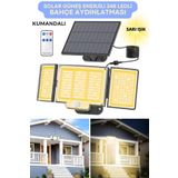 TechnoSmart Geniş Açılı Solar Projektör Bahçe Aydınlatma – 348 LED, Kumanda Kontrollü, Sarı Işık