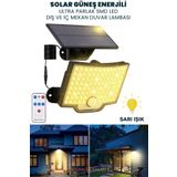 TechnoSmart Güneş Enerjili Bahçe Aydınlatması – 106 LED, Sarı Işık, Kumandalı IP65 Solar Duvar Lamba