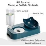 Technosmart Kedi Köpek Mama ve Su Kabı Kaseli Otomatik Su Sebili Büyük Boy Depolama Mavi - Çok Renkli