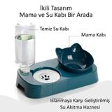 Technosmart Kedi Köpek Mama ve Su Kabı Kaseli Otomatik Su Sebili Büyük Boy Depolama - Mavi
