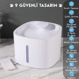 Technosmart Kedi Köpek Su Çeşmesi Su Pınarı Kabı 3 Lt. Seviye Göstergeli 2 Farklı Su Akışlı - Beyaz