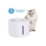 TechnoSmart Kedi Köpek Su Çeşmesi Su Pınarı Kabı 3 Lt. Seviye Göstergeli 2 Farklı Su Akışlı